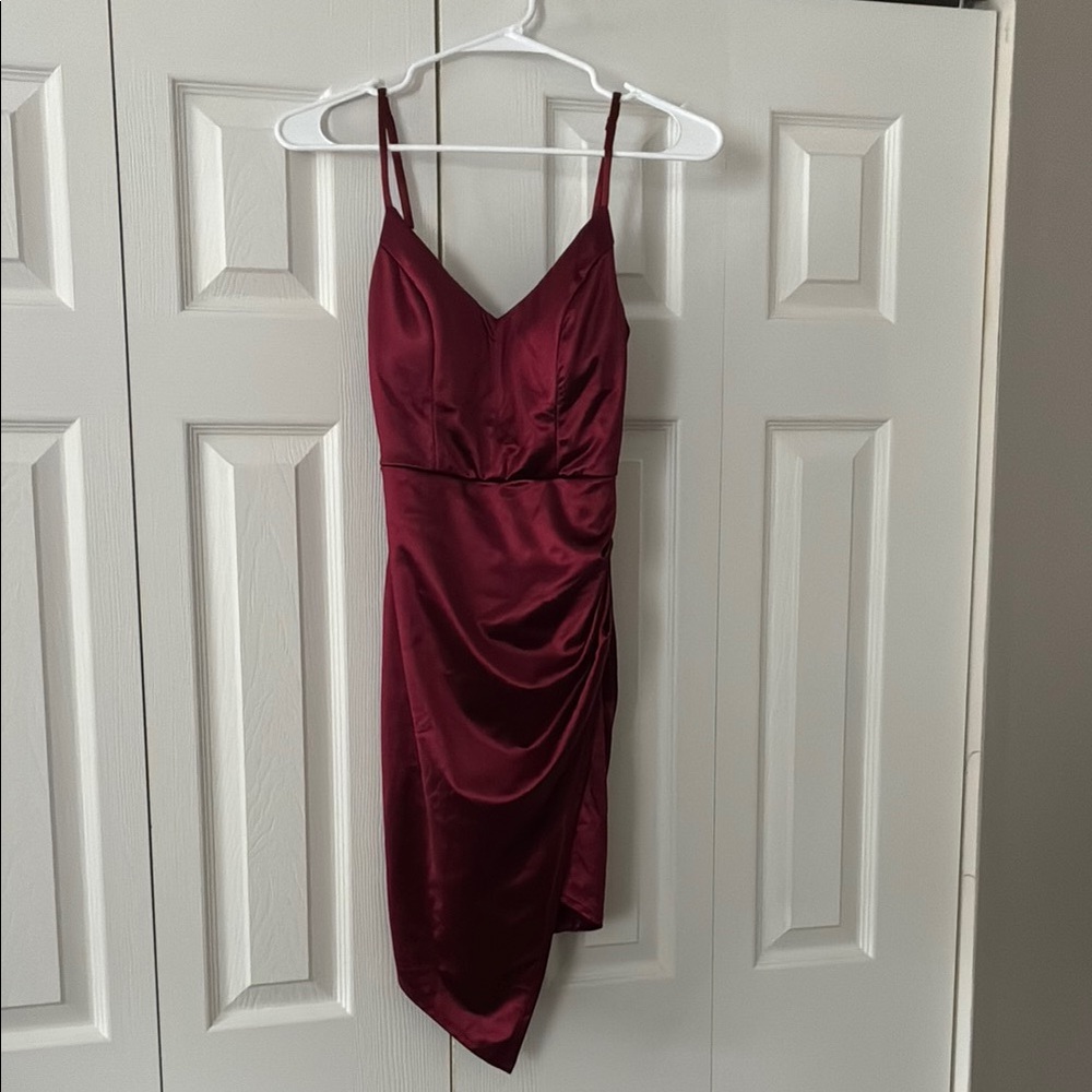 Elegant Burgundy Satin Dress